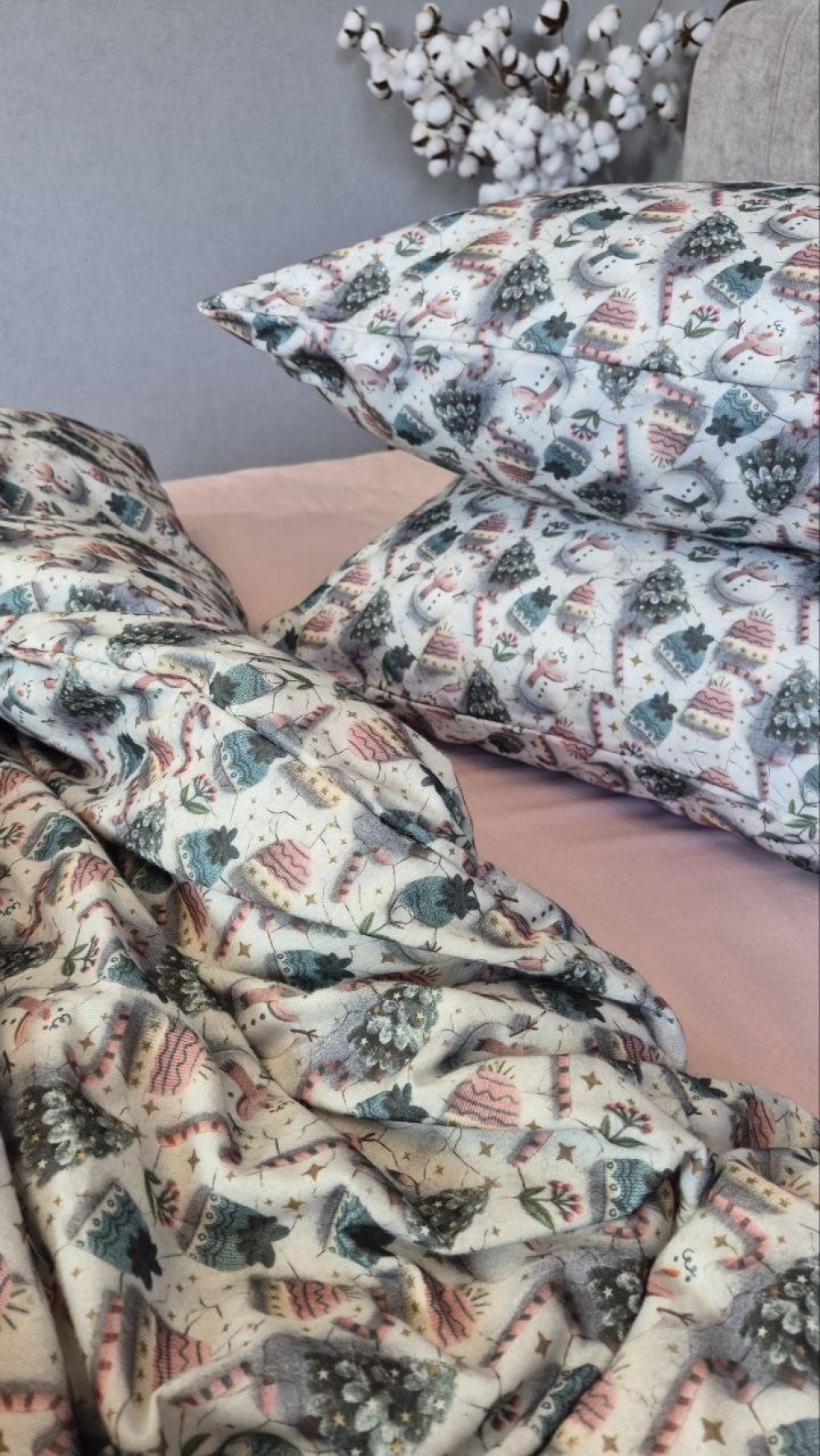 Постельное белье из фланели Шапули/пудра Turkish flannel 5D (6)