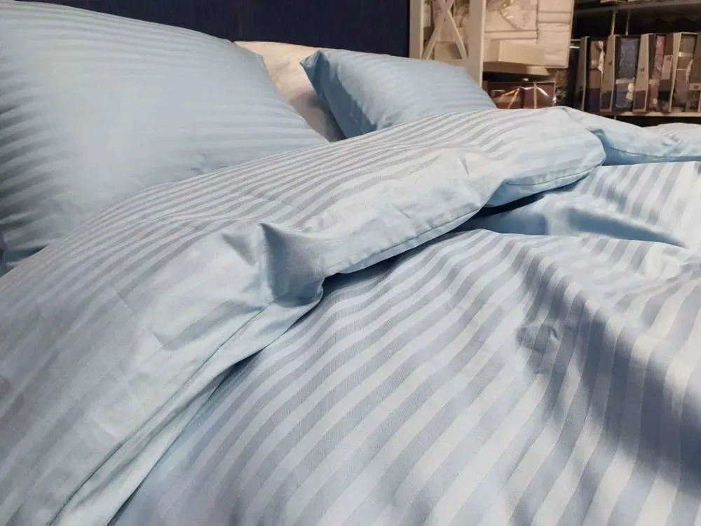 Комплект постільної білизни Stripe LUX LIGHT BLUE 1x1см (3)