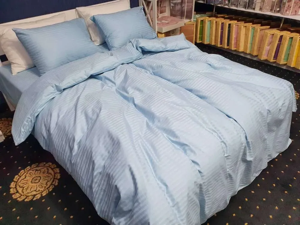 Комплект постільної білизни Stripe LUX LIGHT BLUE 1x1см (4)