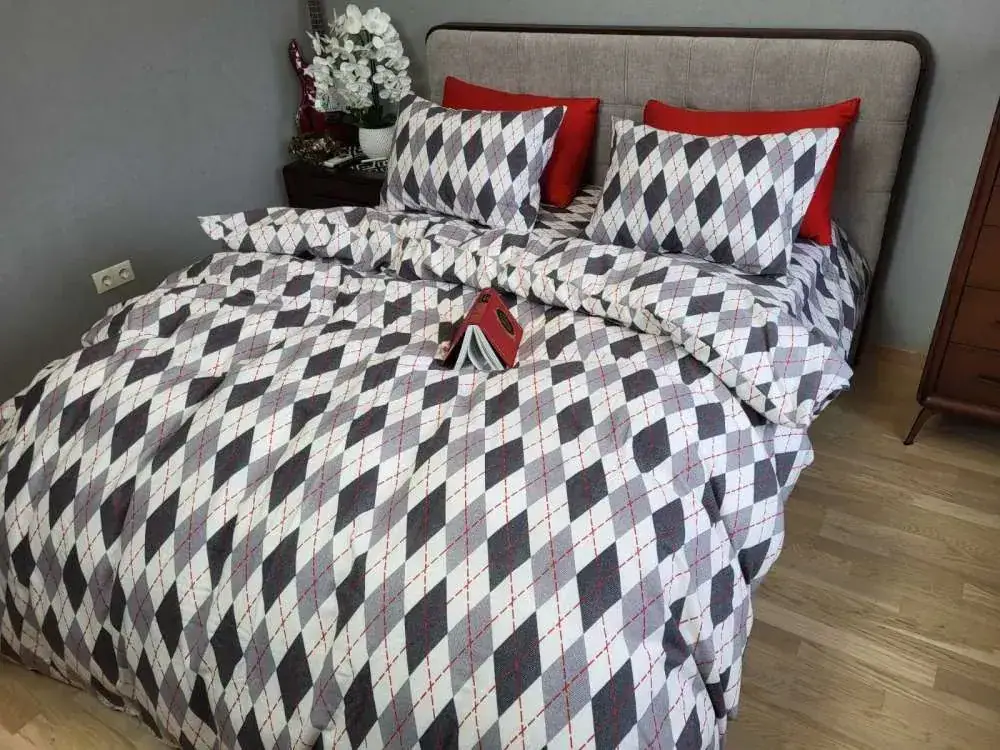 Комплект постельного белья из фланели Ромб серый, Turkish flannel (3)