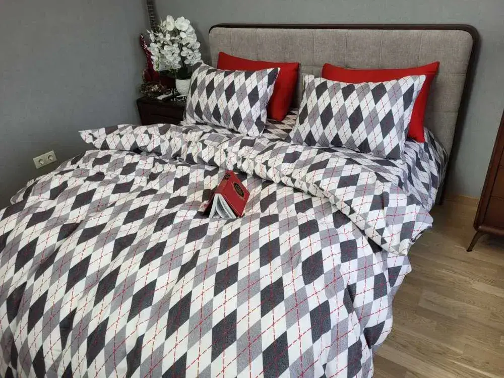 Комплект постельного белья из фланели Ромб серый, Turkish flannel (4)