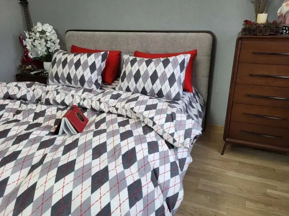Комплект постельного белья из фланели Ромб серый, Turkish flannel (5)