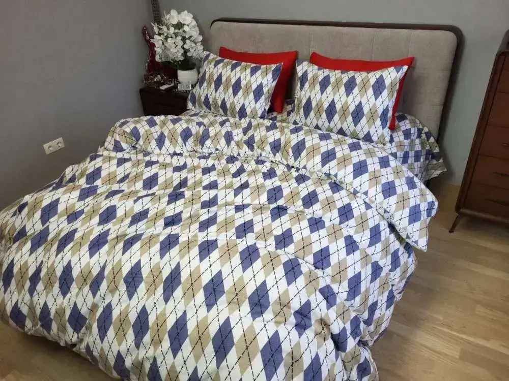 Комплект постільної білизни з фланелі Ромб синій Turkish flannel (3)