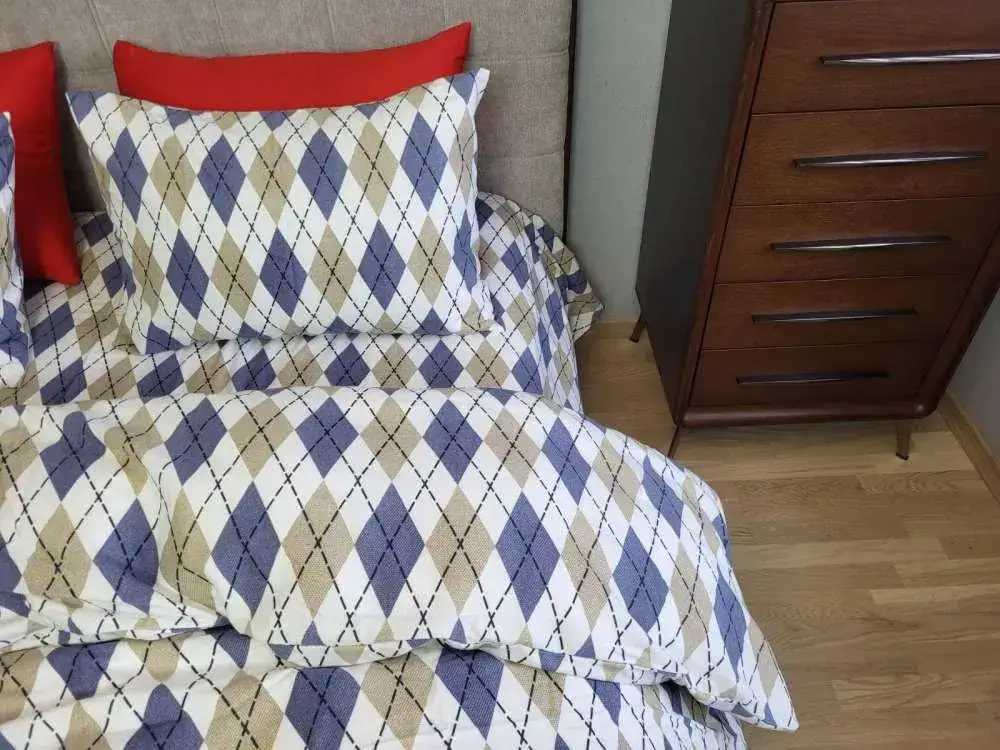 Комплект постільної білизни з фланелі Ромб синій Turkish flannel (5)