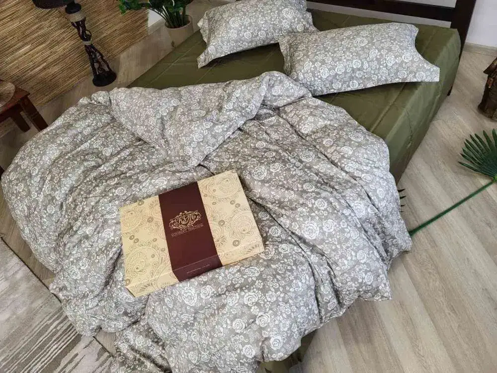 Элитное постельное белье из сатина PREMIUM MUSCAT OLIVE двухсторонний, наволочка 50*70см (2)