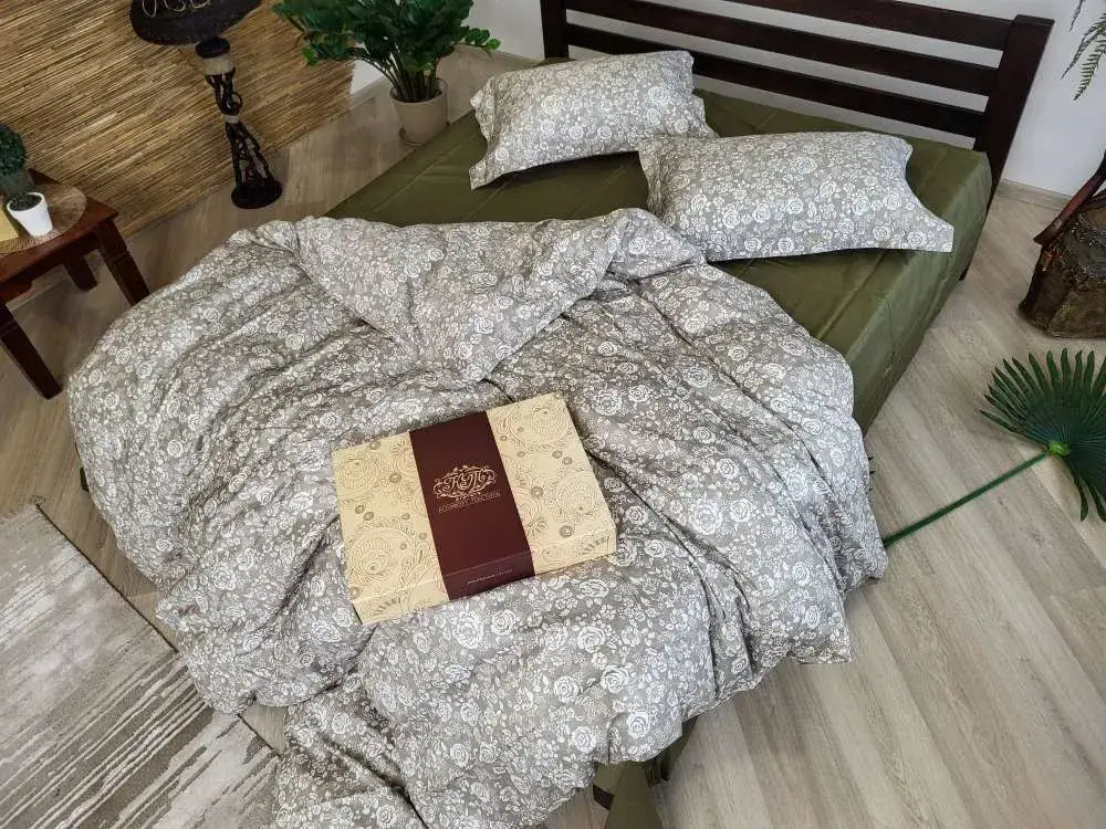 Элитное постельное белье из сатина PREMIUM MUSCAT OLIVE двухсторонний, наволочка 50*70см (6)