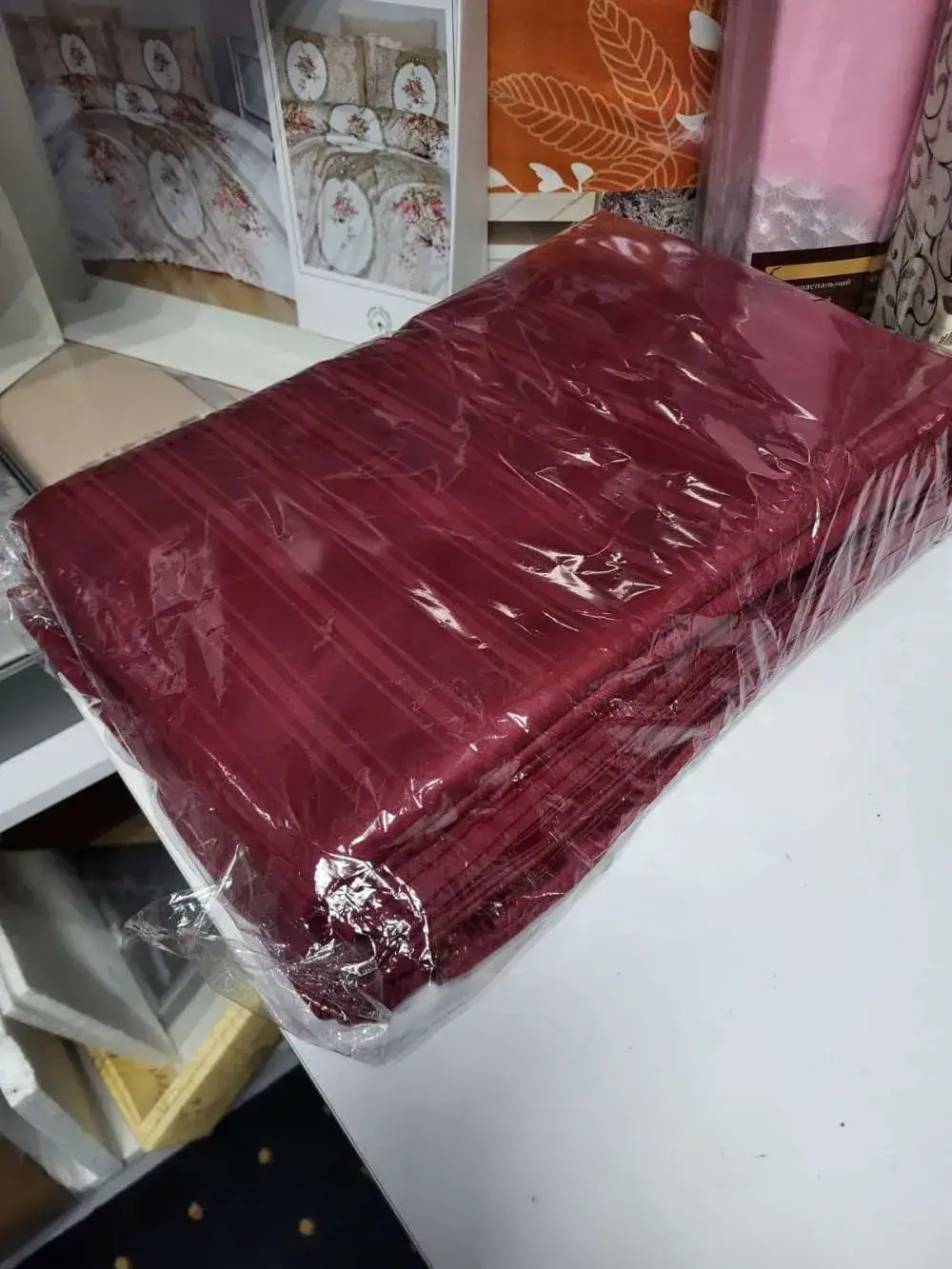 Елітний комплект постільної білизни сатин мульти-страйп MULTI stripe WINE (3)