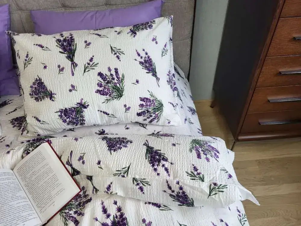 Элитное постельное белье Ranforce GOFRE Лавандовый подых (7)