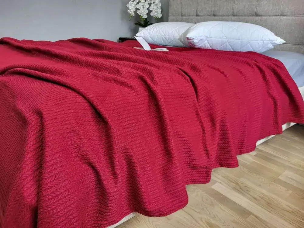 Літнє покривало піке Косичка Вишневий джем (3)