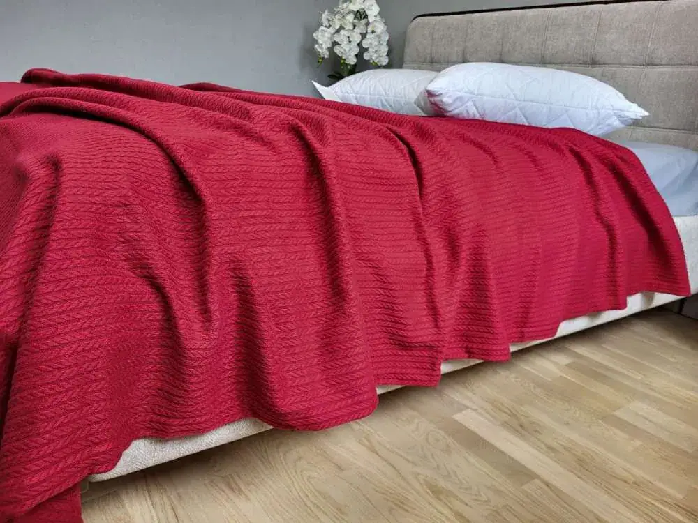Літнє покривало піке Косичка Вишневий джем (6)