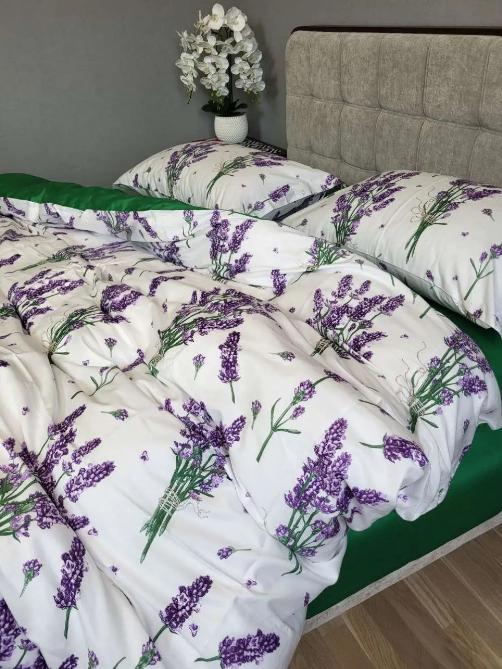Елітна постільна білизна з сатину PREMIUM LAVENDER GREEN (2)