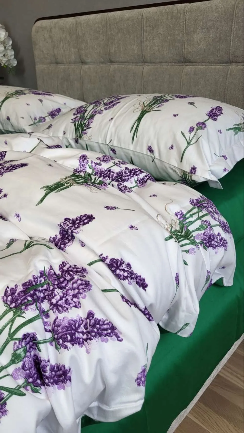 Елітна постільна білизна з сатину PREMIUM LAVENDER GREEN (5)