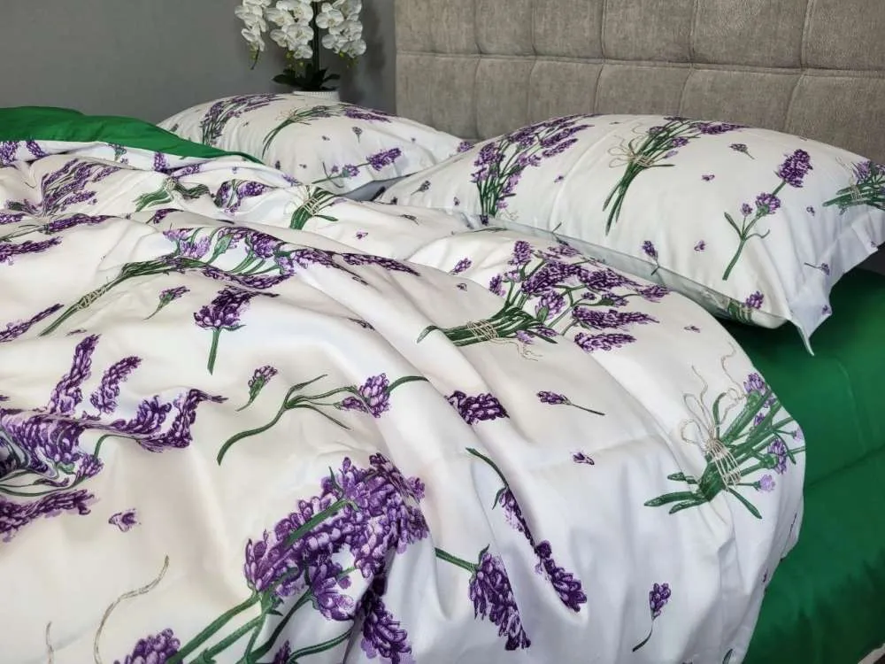 Елітна постільна білизна з сатину PREMIUM LAVENDER GREEN (6)