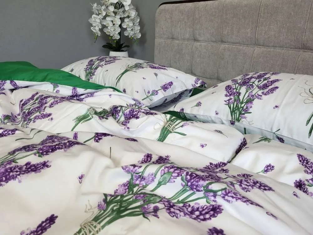 Елітна постільна білизна з сатину PREMIUM LAVENDER GREEN (7)