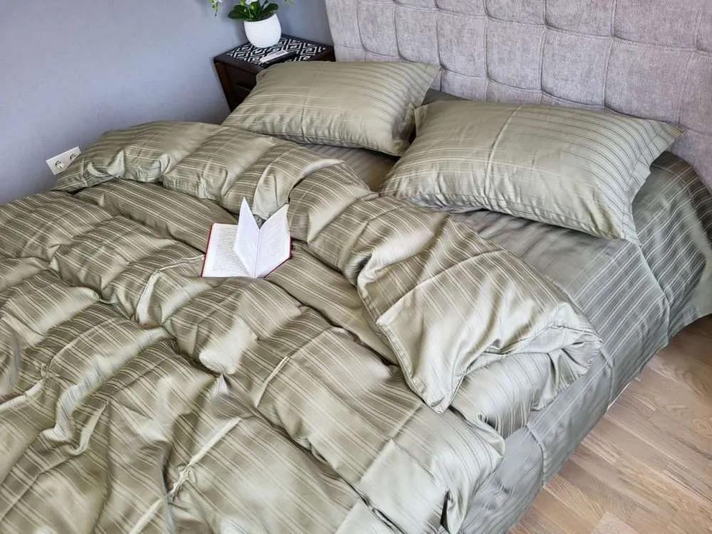 Элитное постельное белье сатин мульти-страйп MULTI stripe RIPE OLIVE (5)