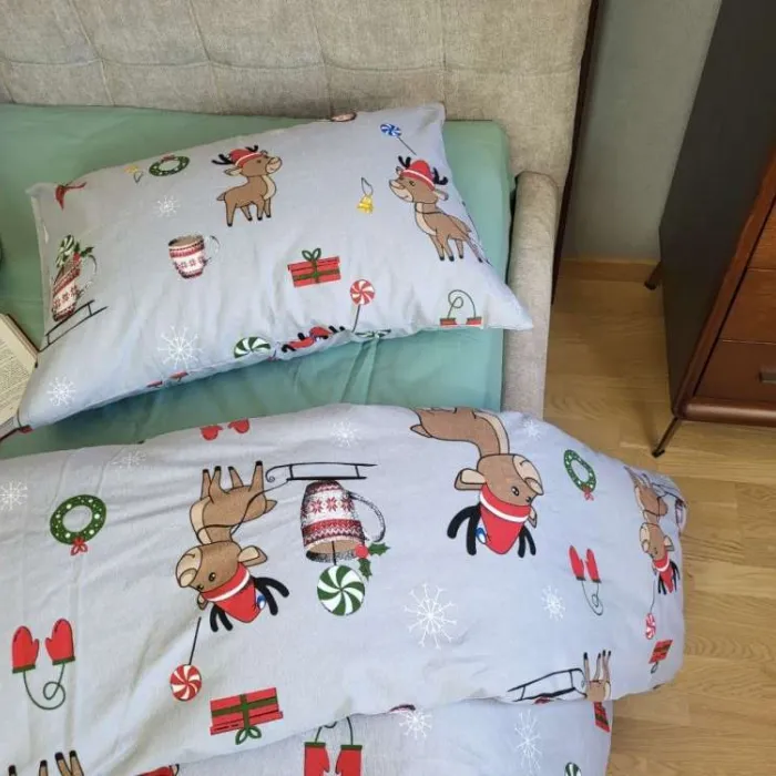 Комплект постільної білизни з фланелі Turkish flannel Помічники Санти/полин (1)