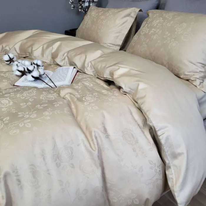 Элитное постельное белье из сатина JACQUARD, ROSE BEIGE (1)
