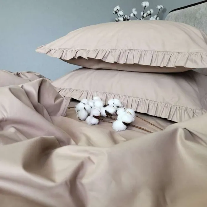 Елітна постільна білизна SOLO №S122, cotton з рюшею (1)