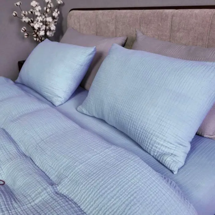 Комплект елітної постільної білизни SKY BLUE, MUSLIN (1)