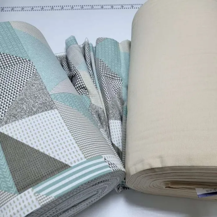 Комплект постільної білизни з фланелі Печворк салат./бежевий пісок Turkish flannel