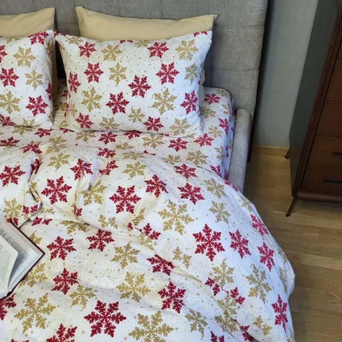 Комплект постільної білизни Сніжинка жовта з фланелі Turkish flannel (1)