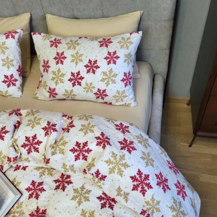 Комплект постельного белья Снежинка желт./бежевый песок, Turkish flannel (1)