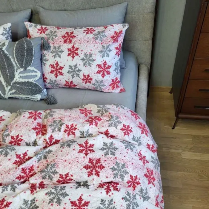 Комплект постельного белья Снежинка серый, Turkish flannel (1)