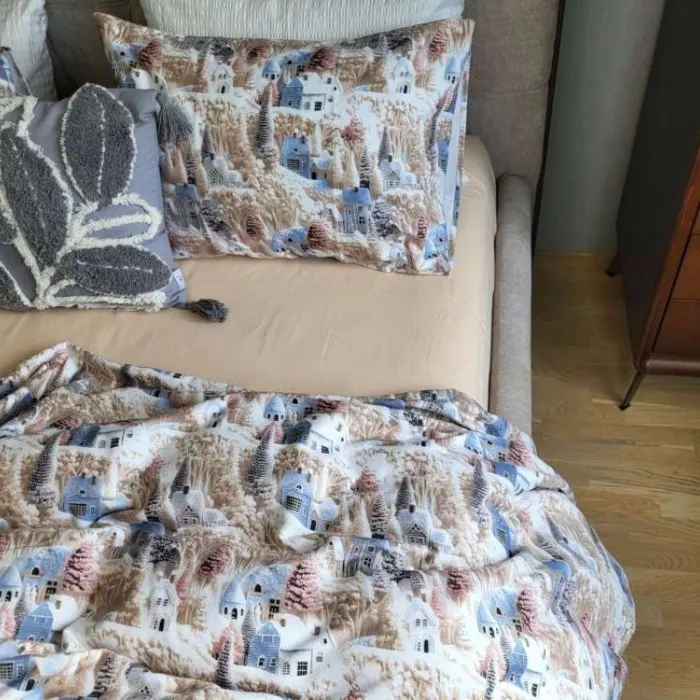 Комплект постільної білизни Фантазія/бежева пастель, Turkish flannel (1)