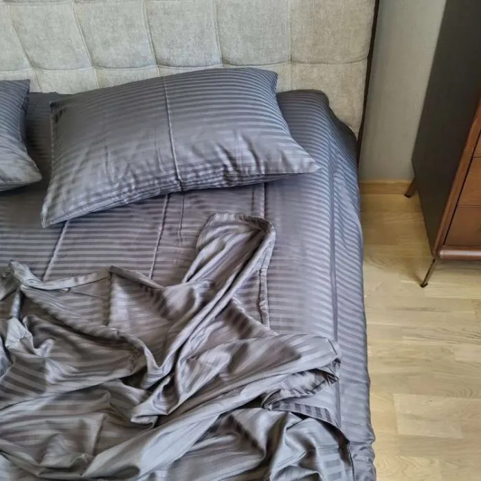 Комплект постільної білизни зі страйп сатину LUX Stripe LUX GRAY SHADOW 1x1см (1)