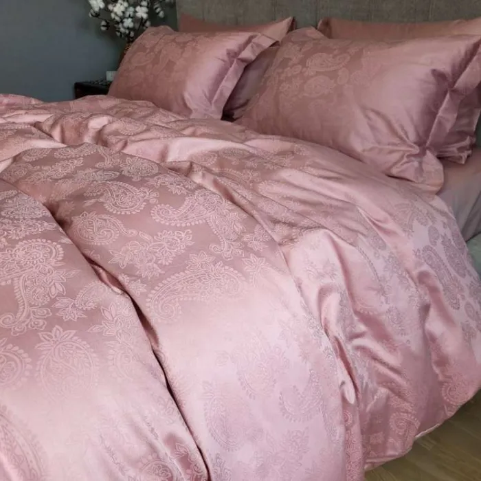 Премиальное постельное белье сатин Jacquard Paisley Powder (1)
