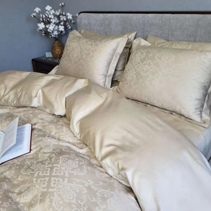 Елітна постільна білизна Сатин JACQUARD, CASPE BEIGE (1)