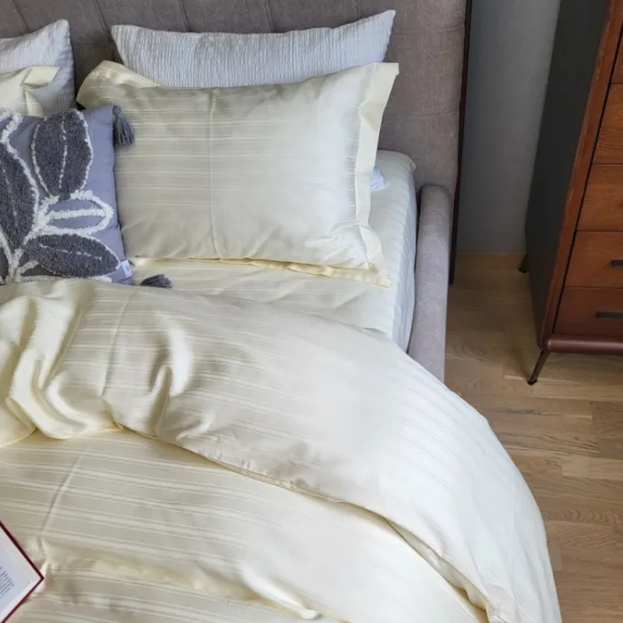 Елітна постільна білизна сатин мульти-страйп MULTI stripe IVORY MILK (1)