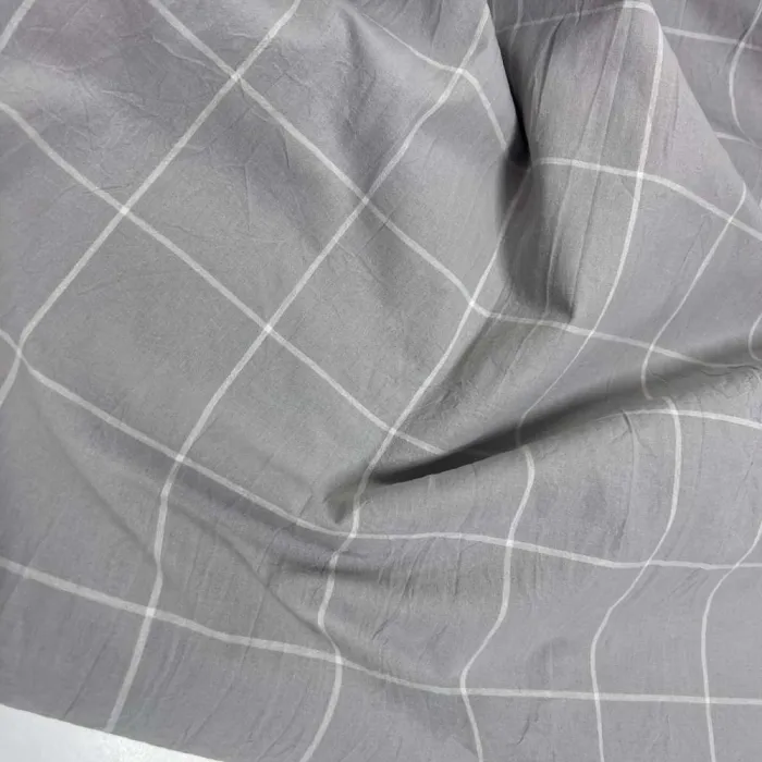 Комплект постельного белья Gray plaid из вареного хлопка (1)