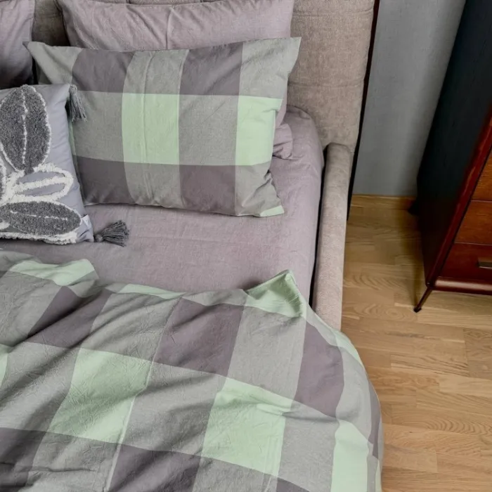 Комплект постільної білизни Green Kilt+Rock Gray з вареної бавовни (1)