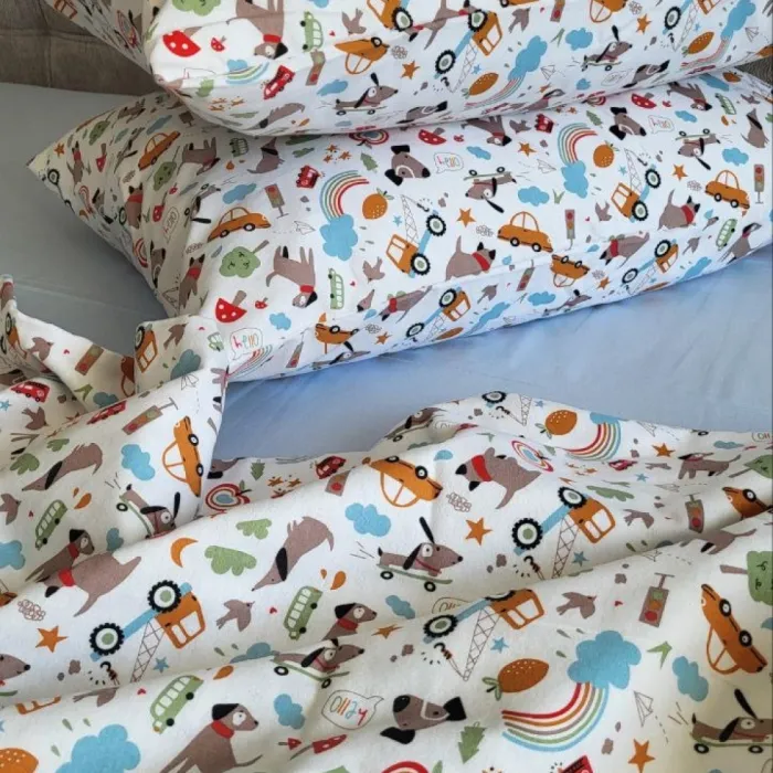 Дитяча постільна білизна з фланелі Пригоди блакитна Turkish flannel (1)