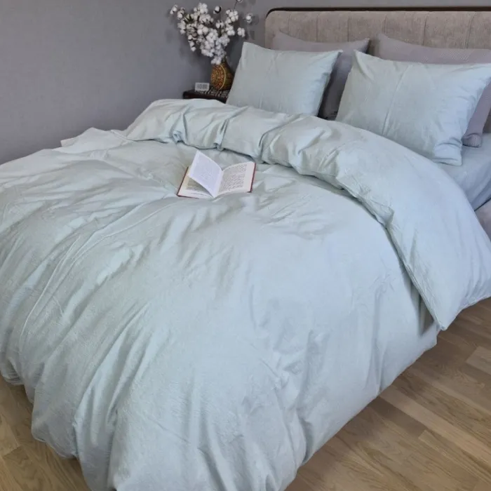 Елітна постільна білизна з вареної бавовни Light azure, Washed Cotton W1061 (1)