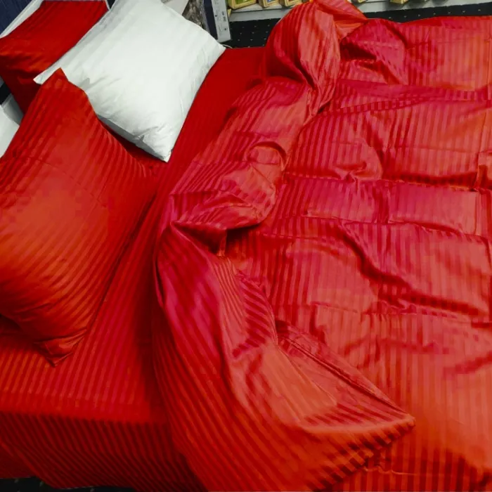 Постельное белье из страйп сатина LUX Stripe LUX RED 1/1см
