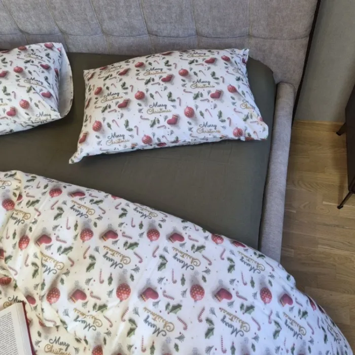 Постільна білизна з фланелі Святковий настрій/хакі Turkish flannel 5D (1)
