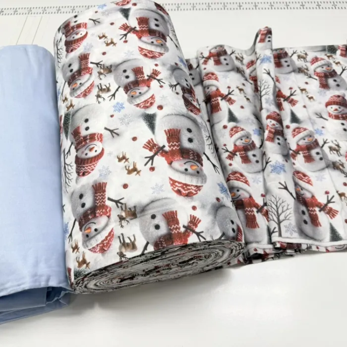 Постільна білизна з фланелі Сніговики/блакитний Turkish flannel 5D