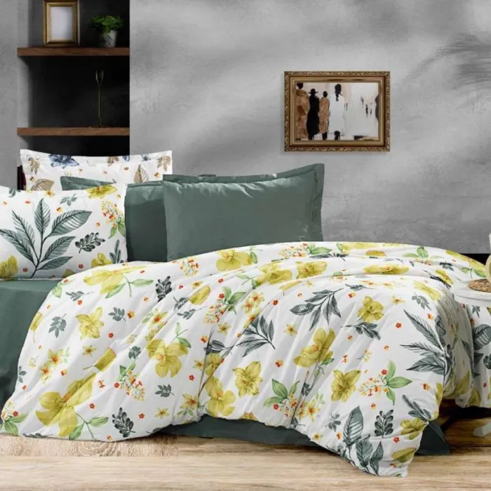 Елітна постільна білизна Оазис зелений, cotton (1)