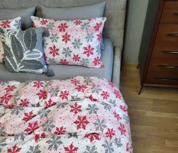 Комплект постільної білизни Сніжинка сіра/сірий, Turkish flannel