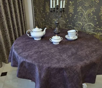 Скатертина Мармур шоколад, кругла