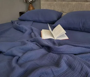 Елітна постільна білизна NAVY BLUE, MUSLIN