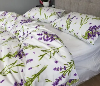 Комплект постільної білизни Turkish flannel Лаванда/білий