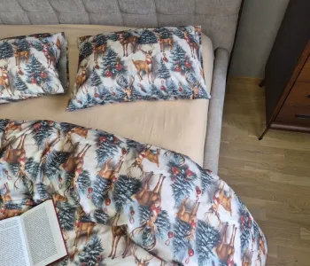 Постільна білизна фланель Олені NEW/бежева пастель, Turkish flannel 5D