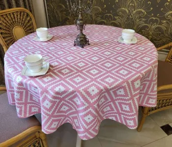Скатертина Тибет рожевий, кругла
